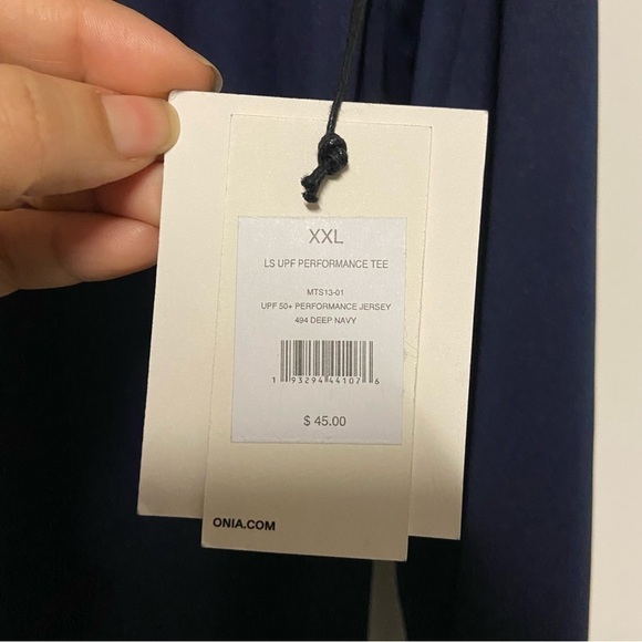 Onia Navy Long Sleeve UPF 50+ Performance Jersey Tee Size XL - Picture 8 of 9